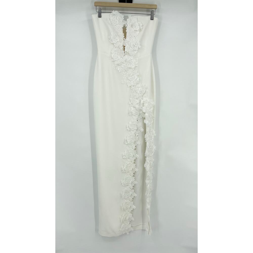 Elegant White Strapless Maxi Dress - Picture 4 of 16